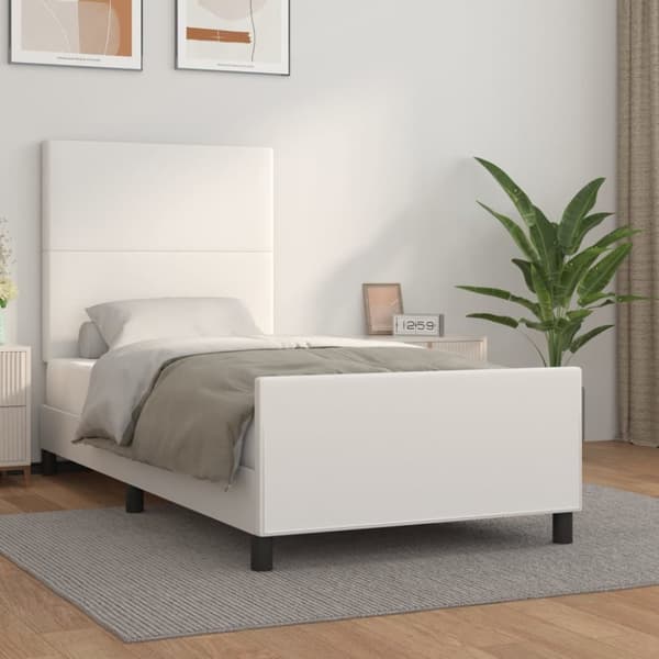 sengeramme med sengegavl 80x200 cm kunstlæder hvid