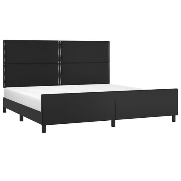 sengeramme med sengegavl 200x200 cm kunstlæder sort
