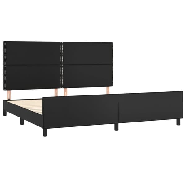 sengeramme med sengegavl 200x200 cm kunstlæder sort