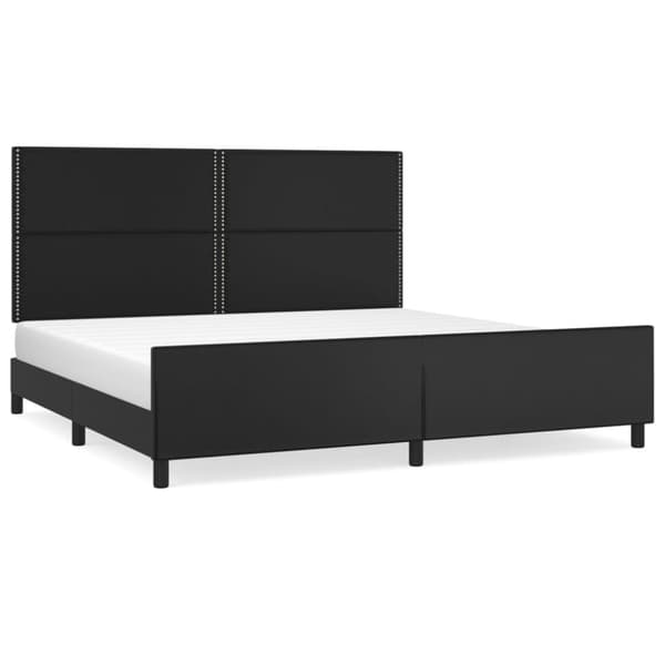 sengeramme med sengegavl 200x200 cm kunstlæder sort