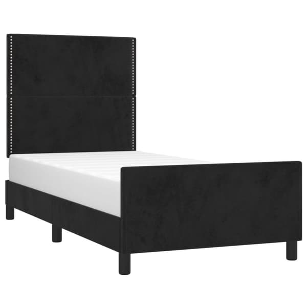 sengeramme med sengegavl 90x200 cm fløjl sort