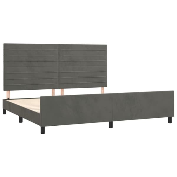 sengeramme med sengegavl 200x200 cm fløjl mørkegrå