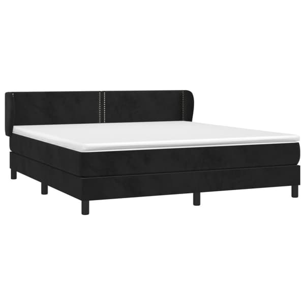 Ramsäng med madrass svart 180x200 cm sammet