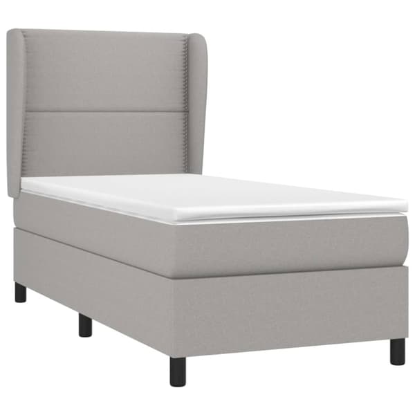 Ramsäng med madrass ljusgrå 90x200 cm tyg