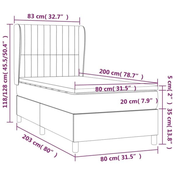 kontinentalseng med madras 80x200 cm stof sort