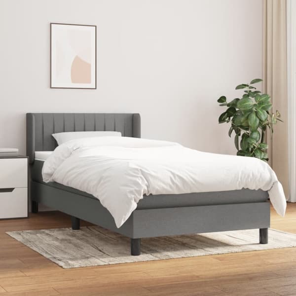 kontinentalseng med madras 90x200 cm stof mørkegrå