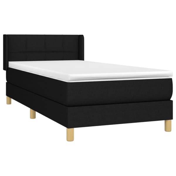 Ramsäng med madrass svart 90x190 cm tyg