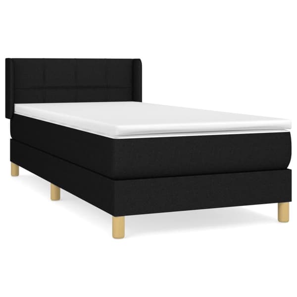 Ramsäng med madrass svart 90x190 cm tyg