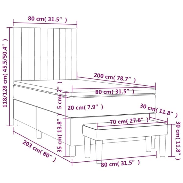 kontinentalseng med madras 80x200 cm stof sort
