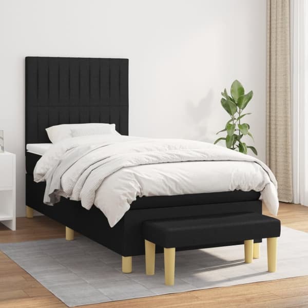 kontinentalseng med madras 80x200 cm stof sort