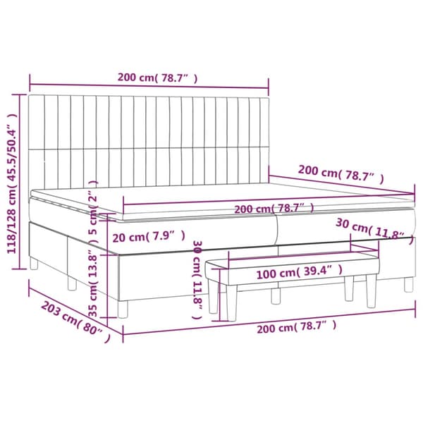 kontinentalseng med madras 200x200 cm stof sort