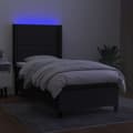 Miniatyrbillede 3 af 8: kontinentalseng med LED-lys 90x200 cm stof sort
