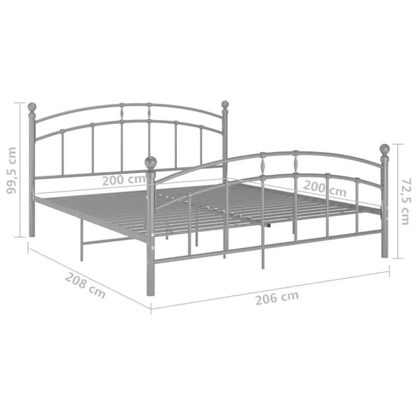 sengestel 200x200 cm metal grå