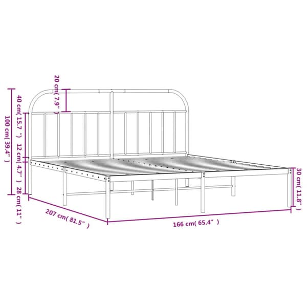 sengeramme med sengegavl 160x200 cm metal hvid