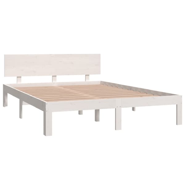 sengeramme 140x200 cm massivt fyrretræ hvid