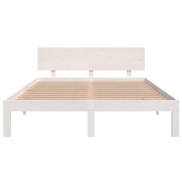 sengeramme 140x200 cm massivt fyrretræ hvid