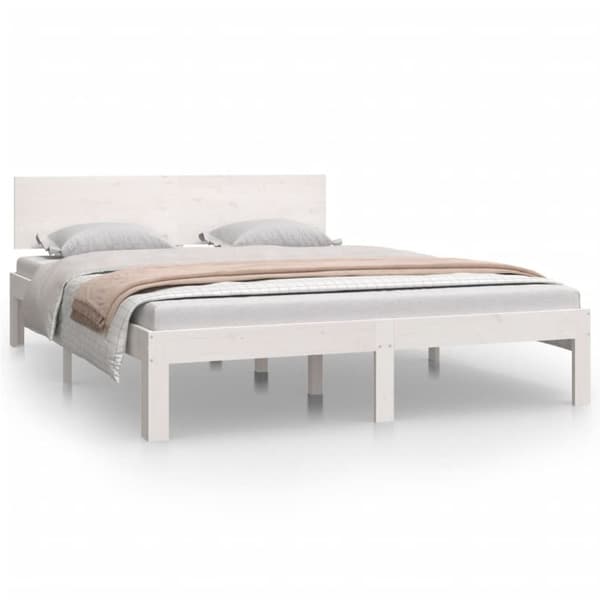 sengeramme 140x200 cm massivt fyrretræ hvid