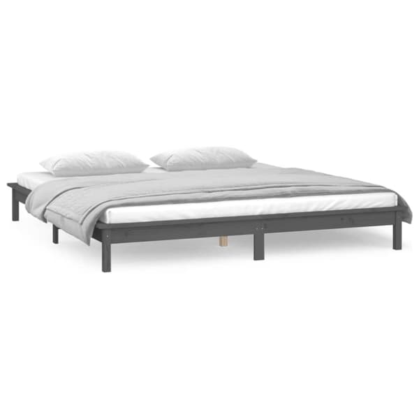 Sängynrunko LED harmaa 120x190 cm Small Double täysi puu