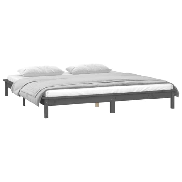 Sängynrunko LED harmaa 120x190 cm Small Double täysi puu