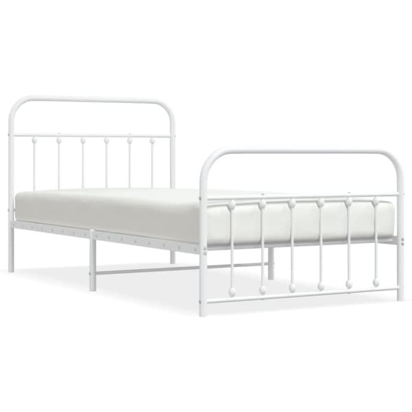 sengeramme med sengegavl og fodgærde 107x203 cm metal hvid