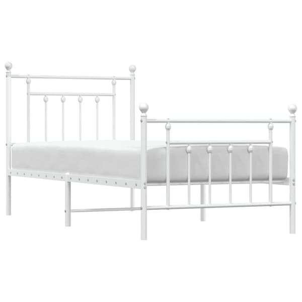 sengeramme med sengegavl og fodgærde 90x200 cm metal hvid