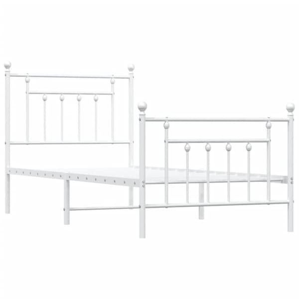 sengeramme med sengegavl og fodgærde 90x200 cm metal hvid