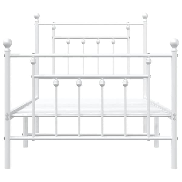 sengeramme med sengegavl og fodgærde 90x200 cm metal hvid