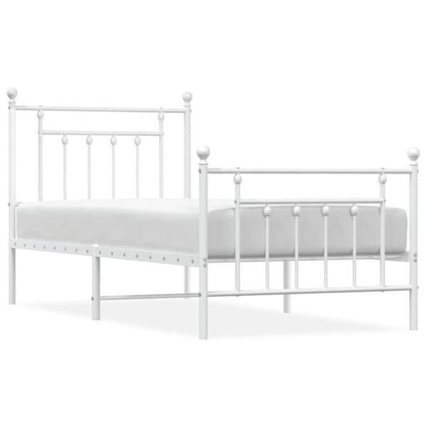 sengeramme med sengegavl og fodgærde 90x200 cm metal hvid