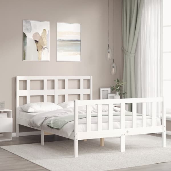 sengeramme med sengegavl 140x200 cm massivt træ hvid