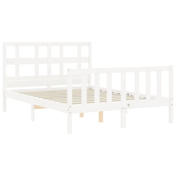 sengeramme med sengegavl 140x200 cm massivt træ hvid