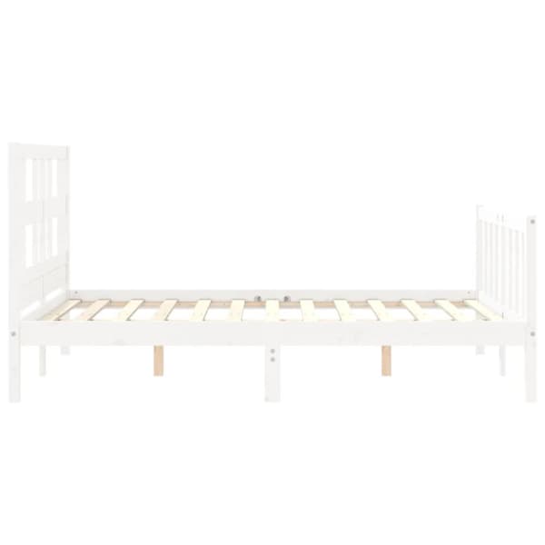 sengeramme med sengegavl 140x200 cm massivt træ hvid