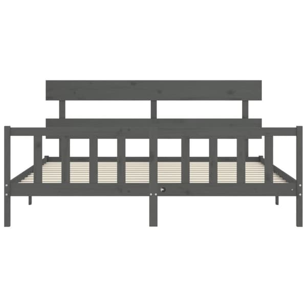sengeramme med sengegavl 200x200 cm massivt træ grå