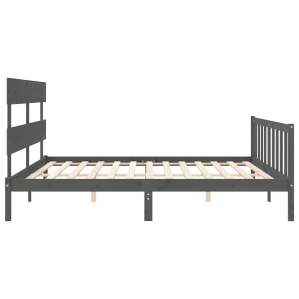 sengeramme med sengegavl 200x200 cm massivt træ grå