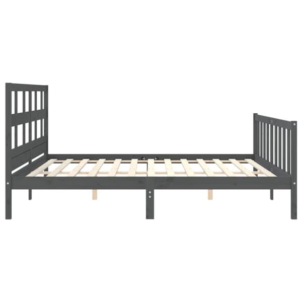 sengeramme med sengegavl 200x200 cm massivt træ grå