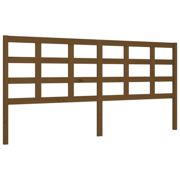sengeramme med sengegavl 200x200 cm massivt træ gyldenbrun