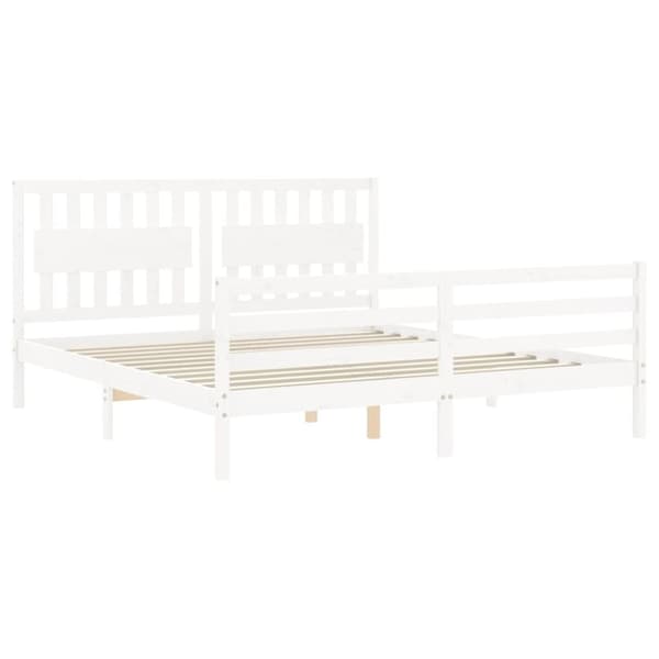 sengeramme med sengegavl Super King Size massivt træ hvid