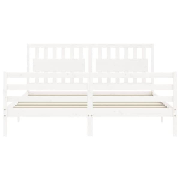 sengeramme med sengegavl Super King Size massivt træ hvid