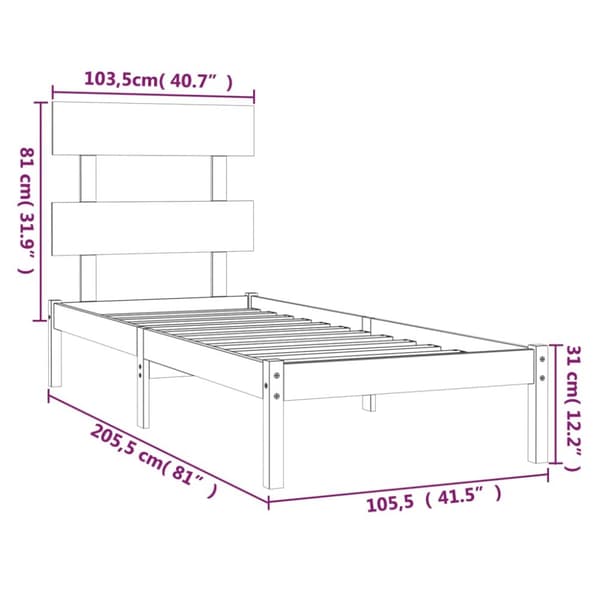 sengeramme 100x200 cm massivt træ hvid