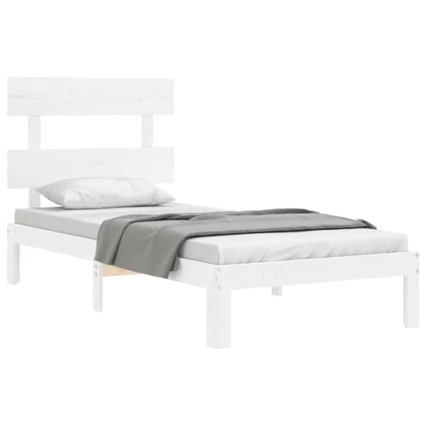 sengeramme med sengegavl 100x200 cm massivt træ hvid