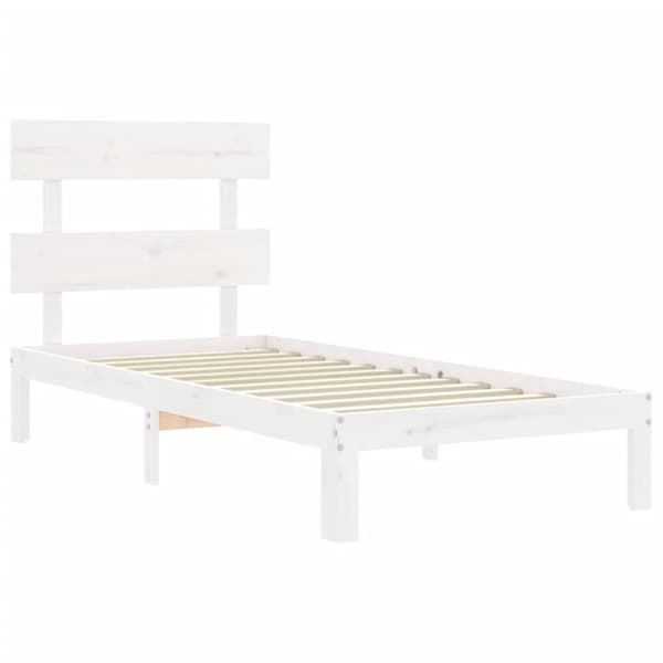 sengeramme med sengegavl 100x200 cm massivt træ hvid