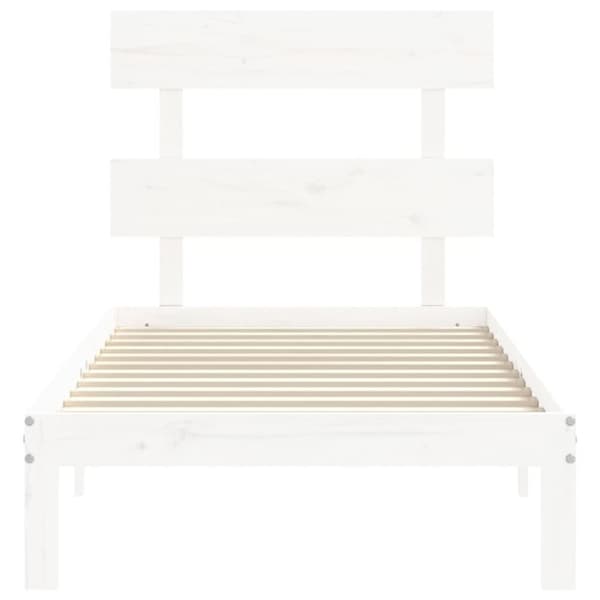 sengeramme med sengegavl 100x200 cm massivt træ hvid