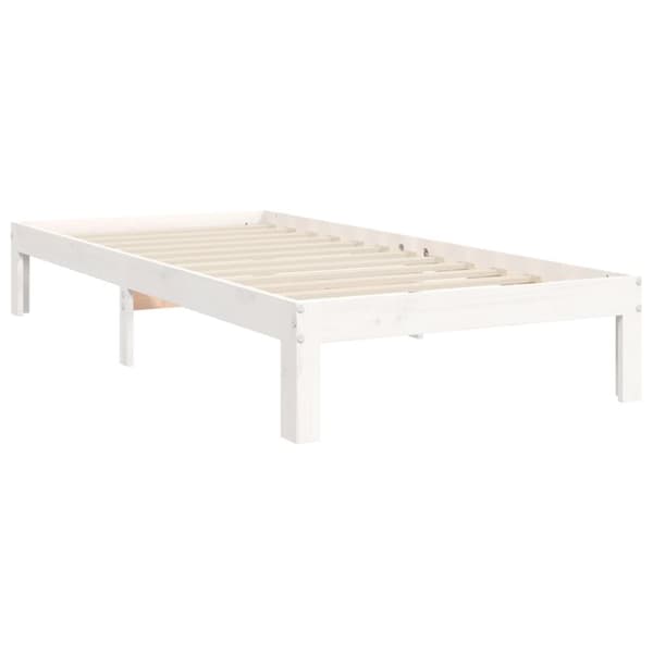 sengeramme med sengegavl 100x200 cm massivt træ hvid