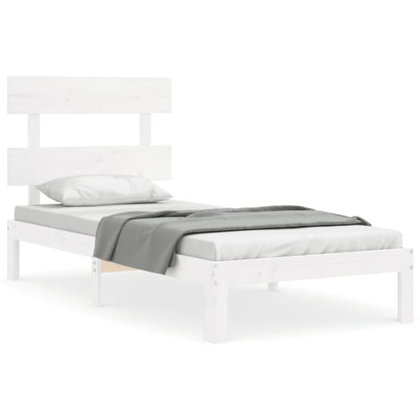 sengeramme med sengegavl 100x200 cm massivt træ hvid