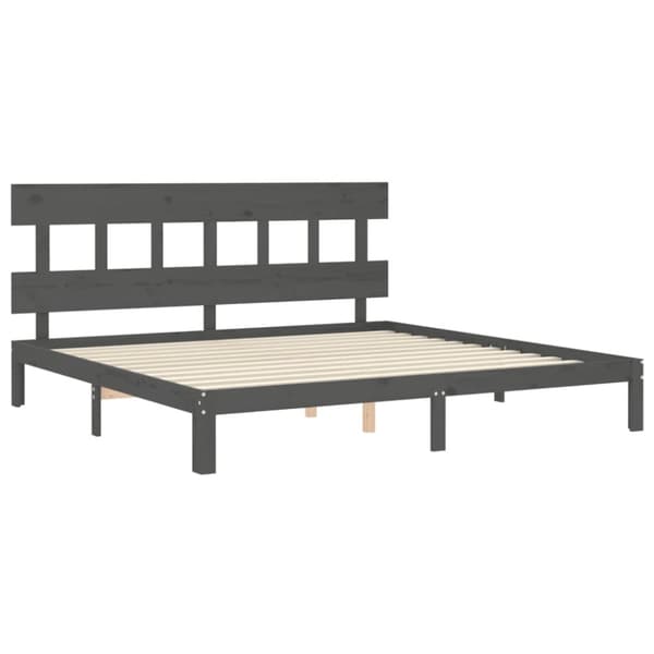sengeramme med sengegavl 200x200 cm massivt træ grå