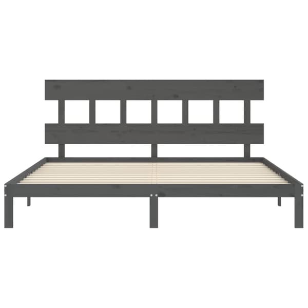 sengeramme med sengegavl 200x200 cm massivt træ grå