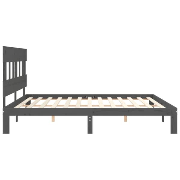 sengeramme med sengegavl 200x200 cm massivt træ grå