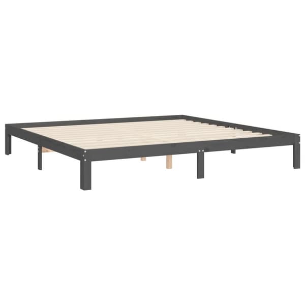 sengeramme med sengegavl 200x200 cm massivt træ grå