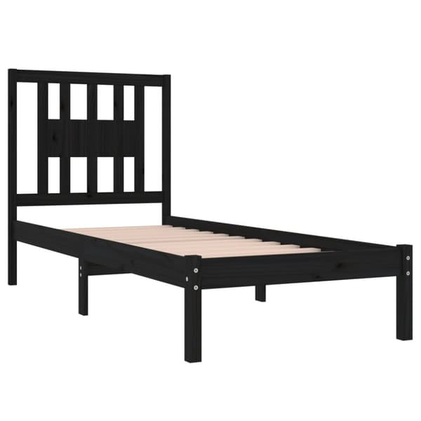 Sängram svart massiv furu 75x190 cm