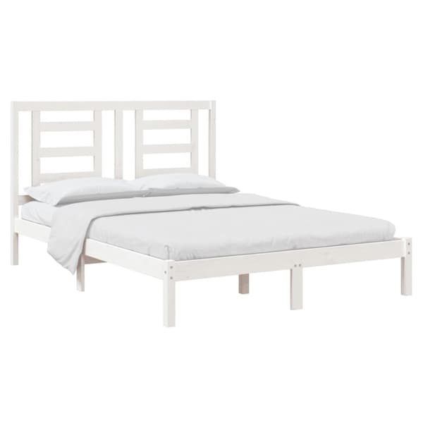 sengeramme 140x200 cm massivt fyrretræ hvid