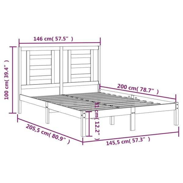 sengeramme 140x200 cm massivt fyrretræ hvid